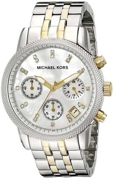 Montre Michael Kors Ritz MK5057 Chronomètre cadran nacre bracelet bi-ton doré argent