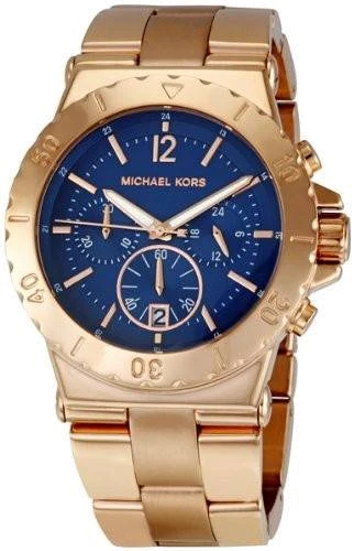 Montre Michael Kors MK5410 Chronographe Or Rose et Cadran Bleu Sombre