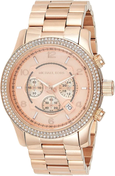 Montre Michael Kors MK5576 Multifonction en Acier Doré Rose avec Lunette Strassée