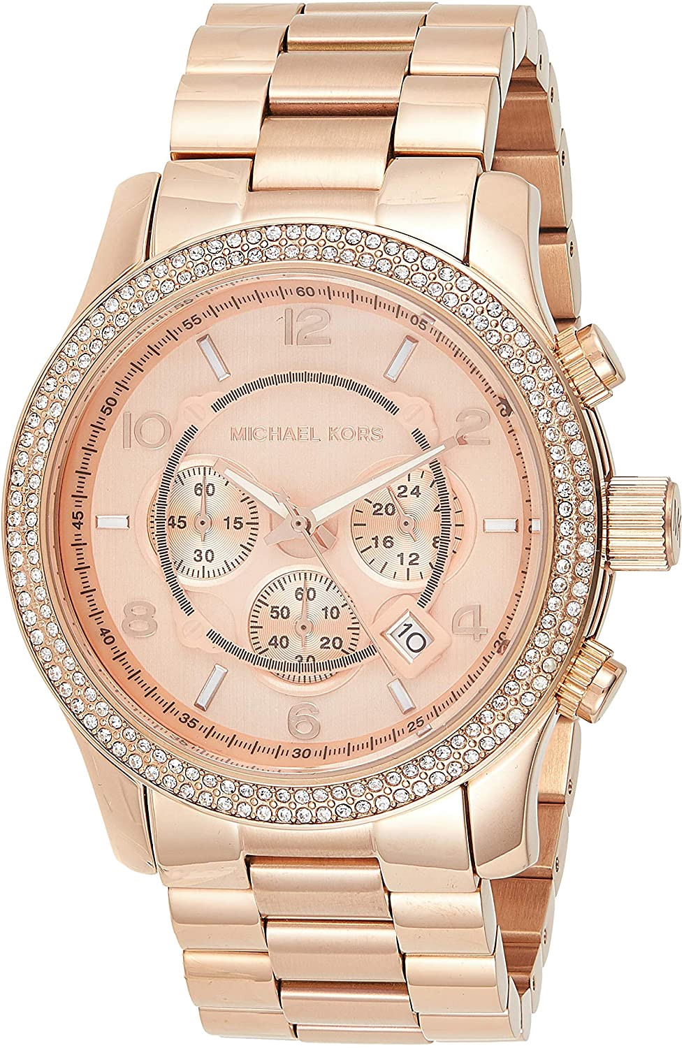Montre Michael Kors MK5576 Multifonction en Acier Doré Rose avec Lunette Strassée