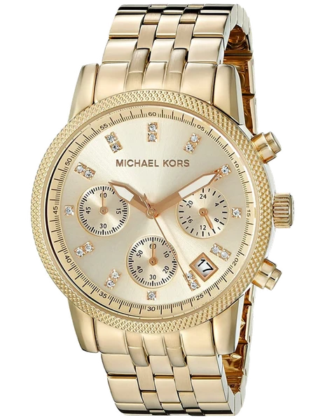 Montre Michael Kors MK5676 Ritz en Acier Doré avec Chronographe et Index Strass
