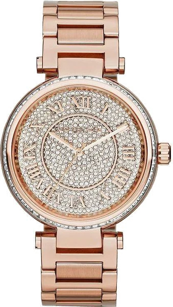 Montre Michael Kors Skylar MK5868 Pavée de cristaux bracelet en acier doré rose