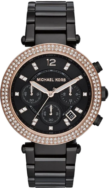 Montre Michael Kors Parker MK5885 Ronde avec courone or rose ornée de brillants