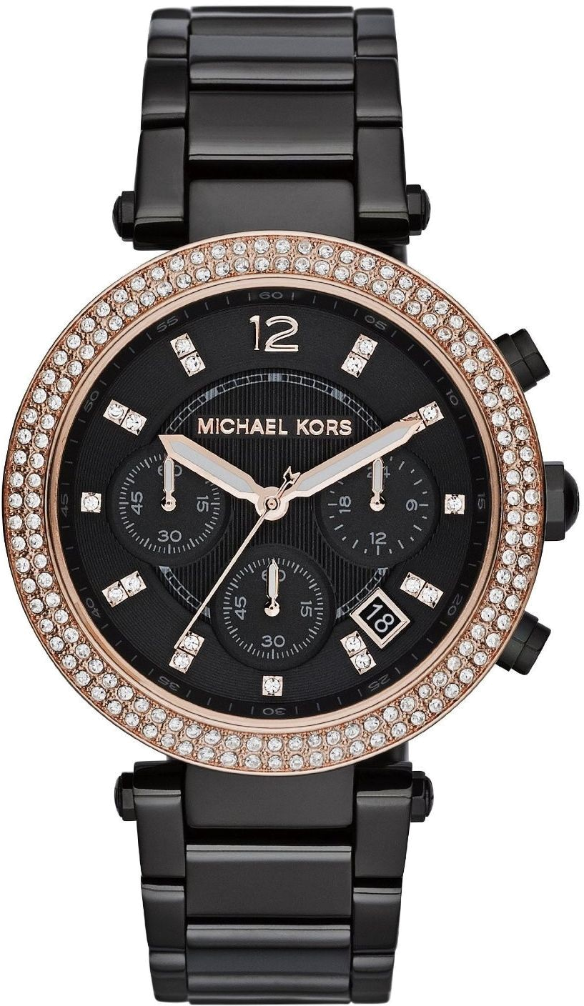 Montre Michael Kors Parker MK5885 Ronde avec courone or rose ornée de brillants