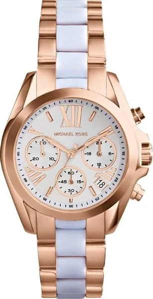 Montre Michael Kors MK5907 en Acier Rose Gold et Acétate Blanc