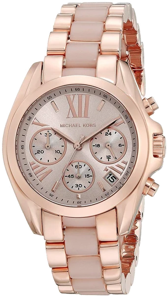 Montre Femme Michael Kors bradshaw Mini MK6066 Acier or rose et acétate rose clair