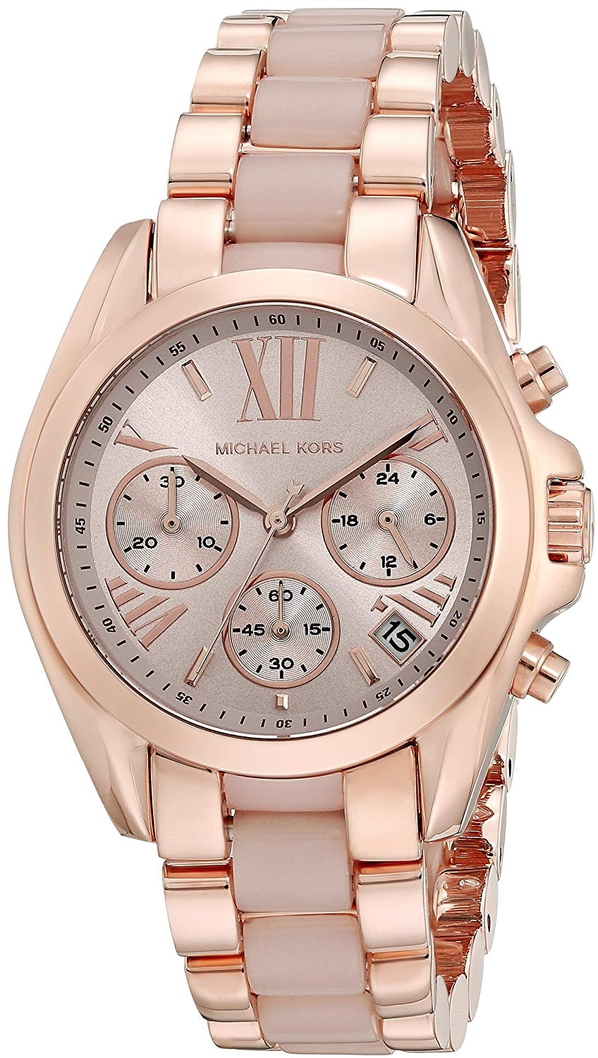 Montre Femme Michael Kors bradshaw Mini MK6066 Acier or rose et acétate rose clair