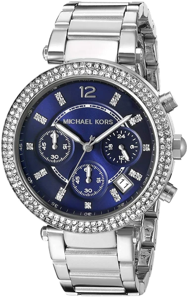 Montre Michael Kors MK6117 Parker Chronographe Acier et Cristaux Cadran Bleu