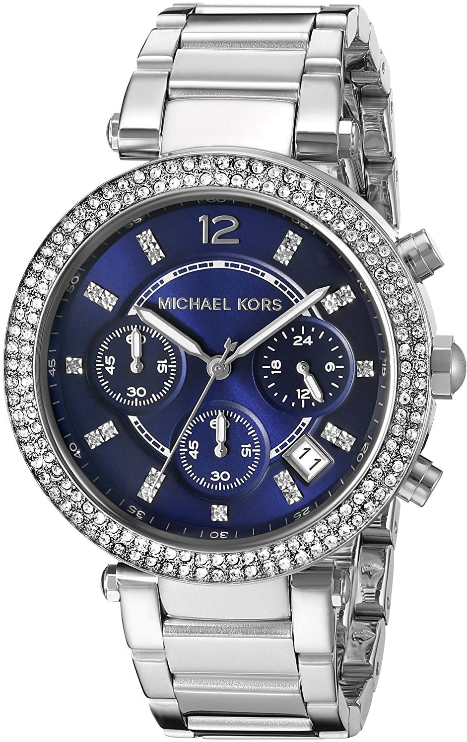 Montre Michael Kors MK6117 Parker Chronographe Acier et Cristaux Cadran Bleu
