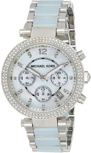 Montre Michael Kors MK6138 à Bracelet Bi-matière Bleu et Cadran Nacre