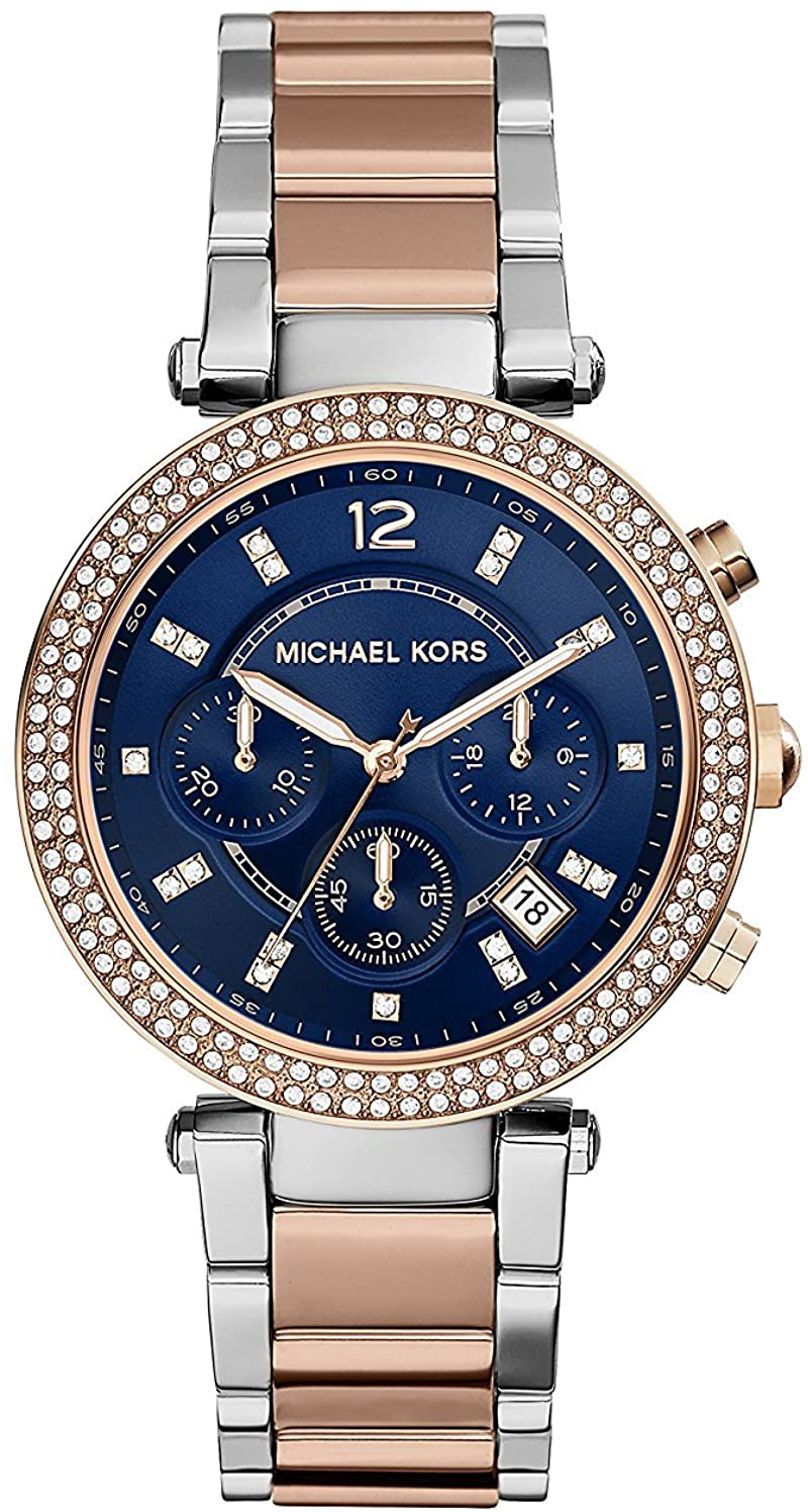 Montre Michael Kors MK6141 Cadran Bleu et Bracelet Bicolore Or Rose