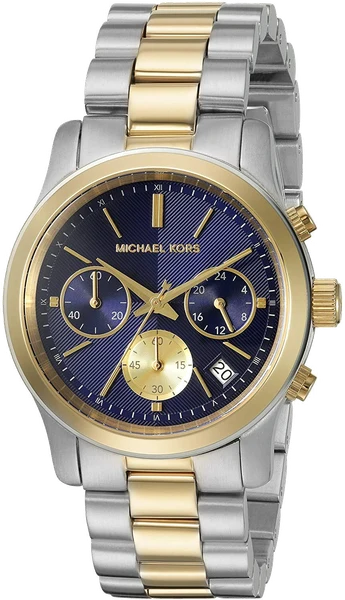 Montre Michael Kors MK6165 Cadran Bleu et Bracelet Bi-ton Or et Argent