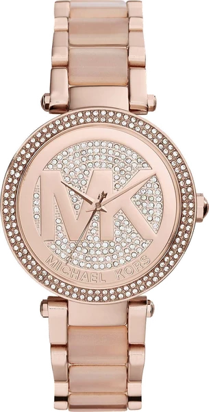 Montre Michael Kors MK6176 en acier doré rose et cadran serti de brillants