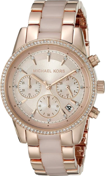 Montre Michael Kors MK6307 Bracelet Acétate Rose et Acier Or Rose