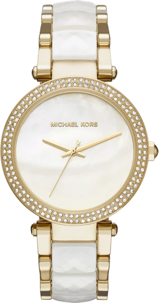 Montre Michael Kors Parker MK6400 bicolore dorée et blanc avec cadran nacre