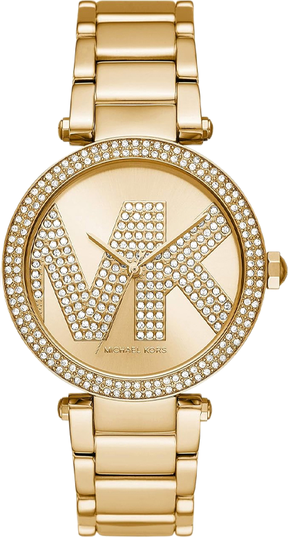 Montre Michael Kors MK6659 Pavé avec logo doré cadran doré et bracelet en acier inoxydable
