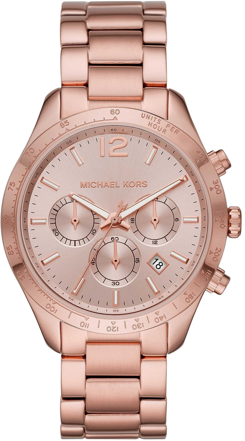 Montre Michael Kors Layton MK6796 Chronomètre 3 sous cadrans en acier or rose