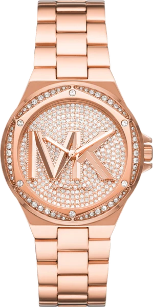 Montre Michael Kors MK7230 Lennox Acier Inoxydable Doré Rose Pavé Logo