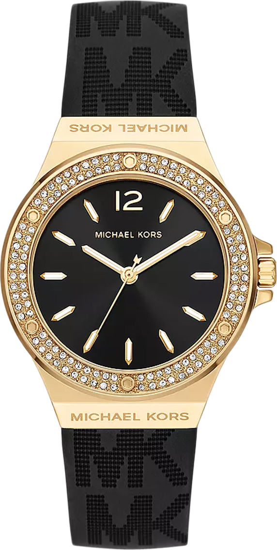 Montre Michael Kors Mini-Lennox MK7281 cadran noir bracelet en silicone noir