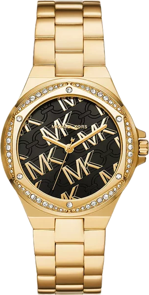 Montre Michael Kors Lennox MK7404 cadran noir bracelet en acier inoxydable doré