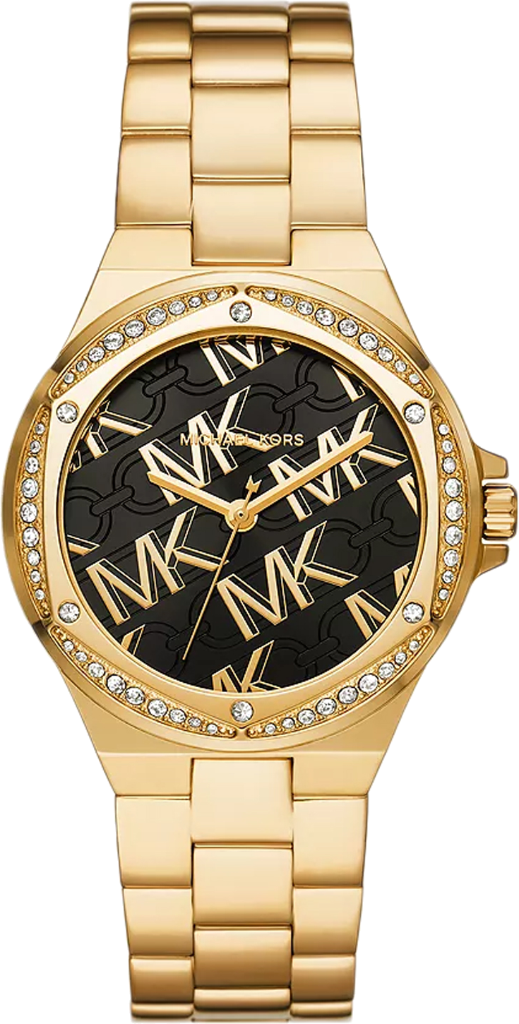 Montre Michael Kors Lennox MK7404 cadran noir bracelet en acier inoxydable doré