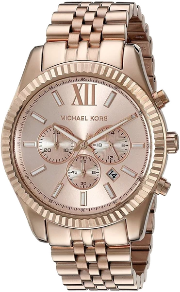 Montre Michael Kors MK8319 Chronographe en Acier Doré Rose avec Lunette Crantée