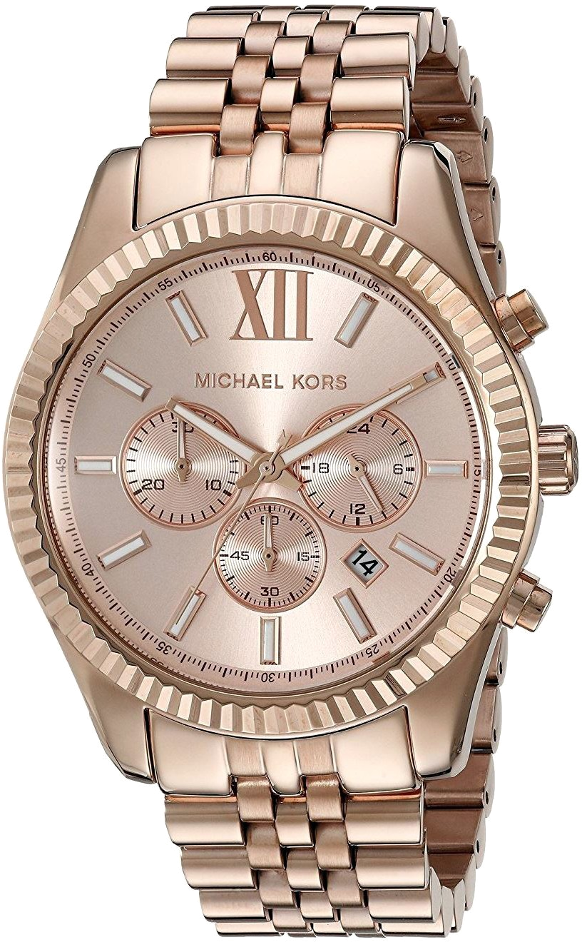 Montre Michael Kors MK8319 Chronographe en Acier Doré Rose avec Lunette Crantée