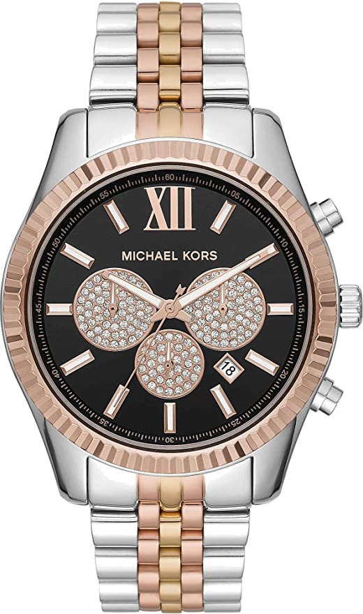 Montre Michael Kors Lexington MK8714 bicolore noir or rose bracelet acier
