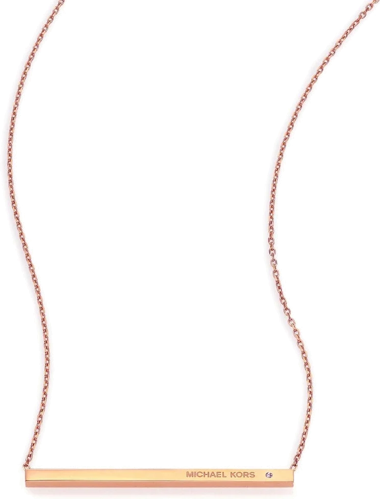 Collier Michael Kors Heritage avec barre pendante 3D en acier inoxydable or rose