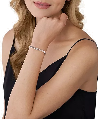 Bracelet femme Michael Kors MKC1601AN040 en argent 925 à maillons avec logo MK cristallisé vue 3