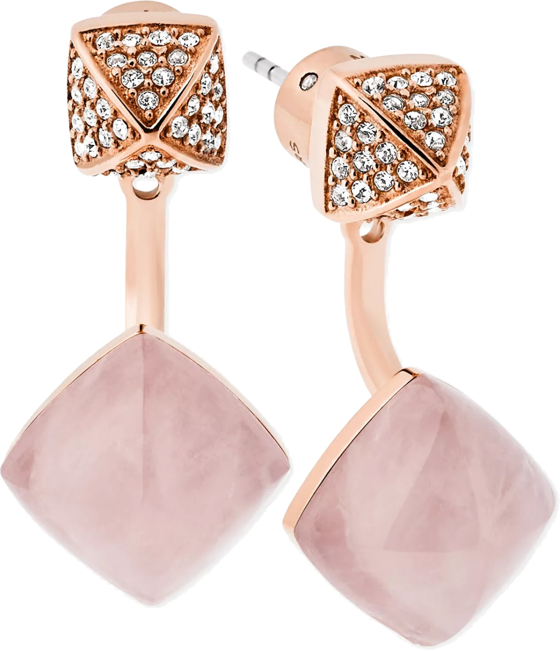 Boucles d'oreilles Michael Kors référence 109221 en acier rose à pierres pavées