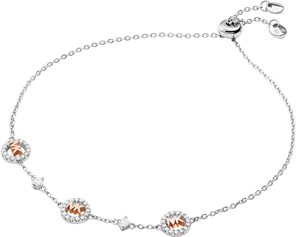 Bracelet bicolore Michael Kors coulissant avec logo en argent 925 pavé de cristaux