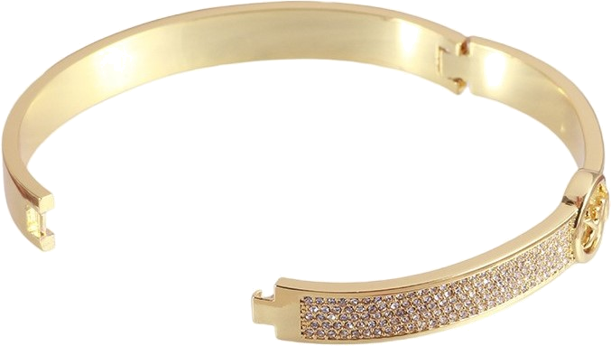 Bracelet rigide Michael Kors MKJ5320040 en or laiton pour femme avec cristaux vue 3