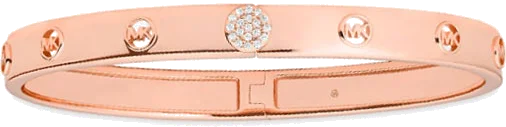 Bracelet rigide Michael Kors Premium en argent plaqué or rose logo MK