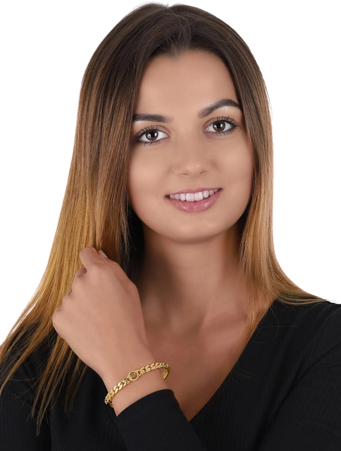 Bracelet Michael Kors Premium rigide jonc argent 925 plaqué or logo MK vue 2