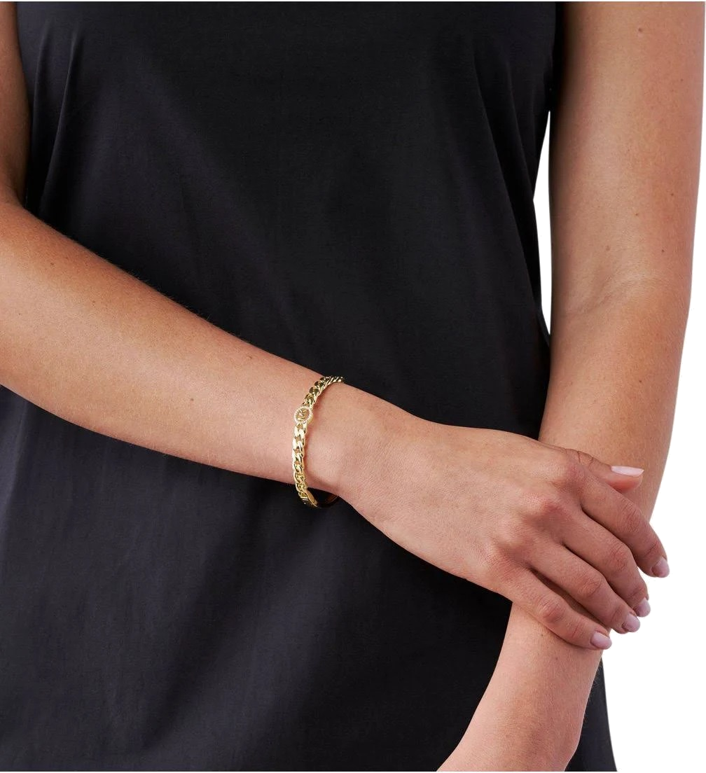 Bracelet Michael Kors Premium rigide jonc argent 925 plaqué or logo MK vue 4