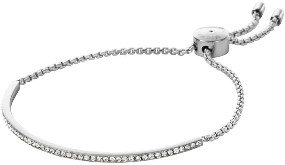 Bracelet Michael Kors MKJ4131 en acier argenté, réglable avec barre sertie de brillants vue 2