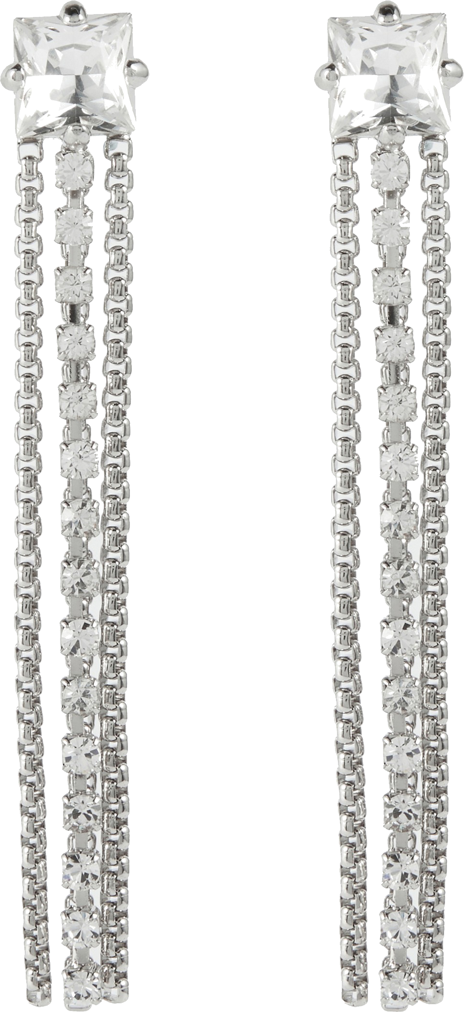 Boucles d'oreilles Miu Miu P00710911 en acier argenté à franges de strass pour femme