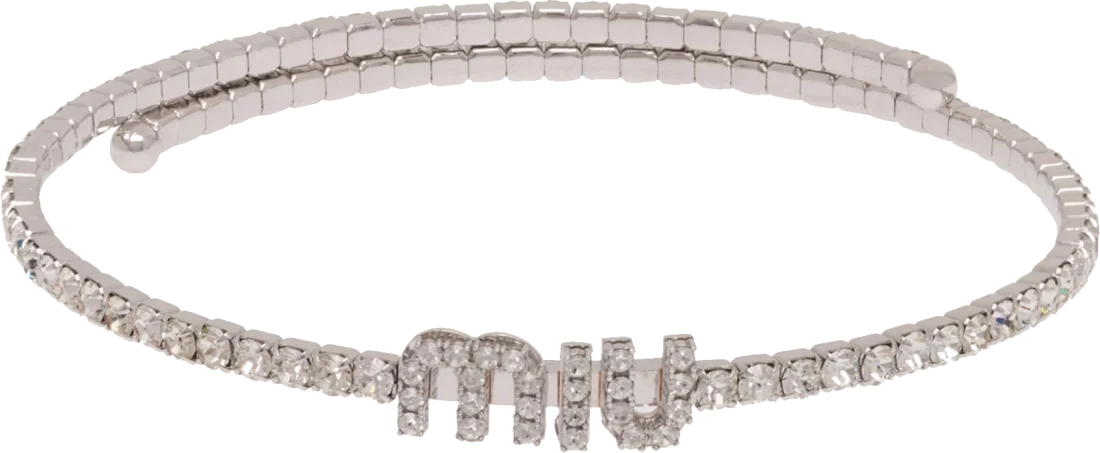 Collier Choker Miu Miu ras du coup à cristaux fantaisie avec logo