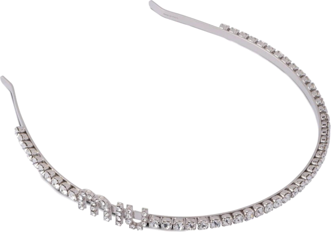 Serre-tête rigide Miu Miu en laiton argenté avec cristaux - Réf. 5JH081_2DNC_F0OKL - Pour Femme vue 2