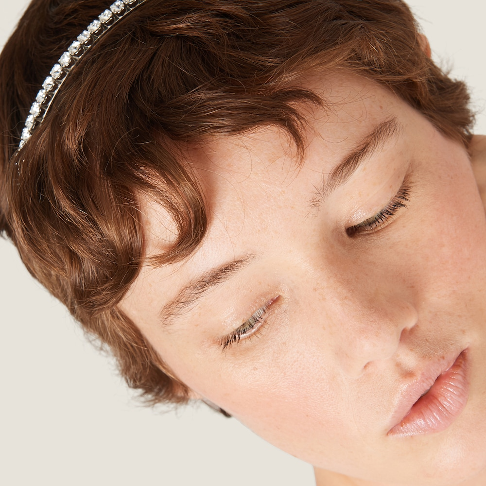 Serre-tête rigide Miu Miu en laiton argenté avec cristaux - Réf. 5JH081_2DNC_F0OKL - Pour Femme vue 4