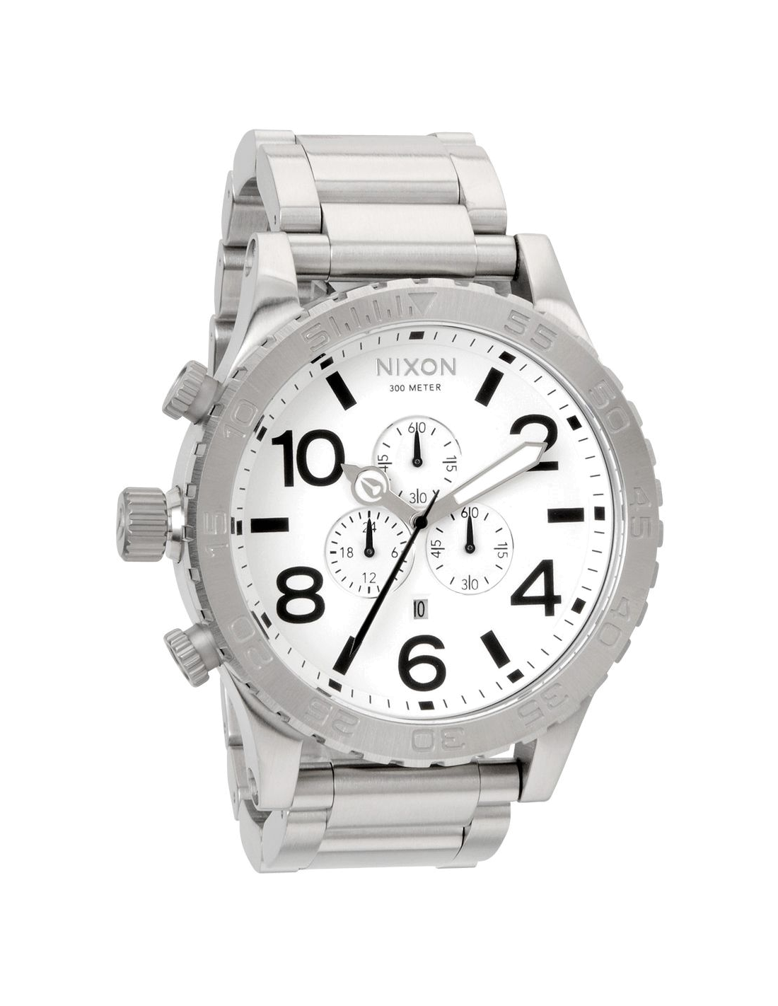 Montre Homme Nixon The 51-30 Chrono A083-100, boîtier et bracelet acier argent