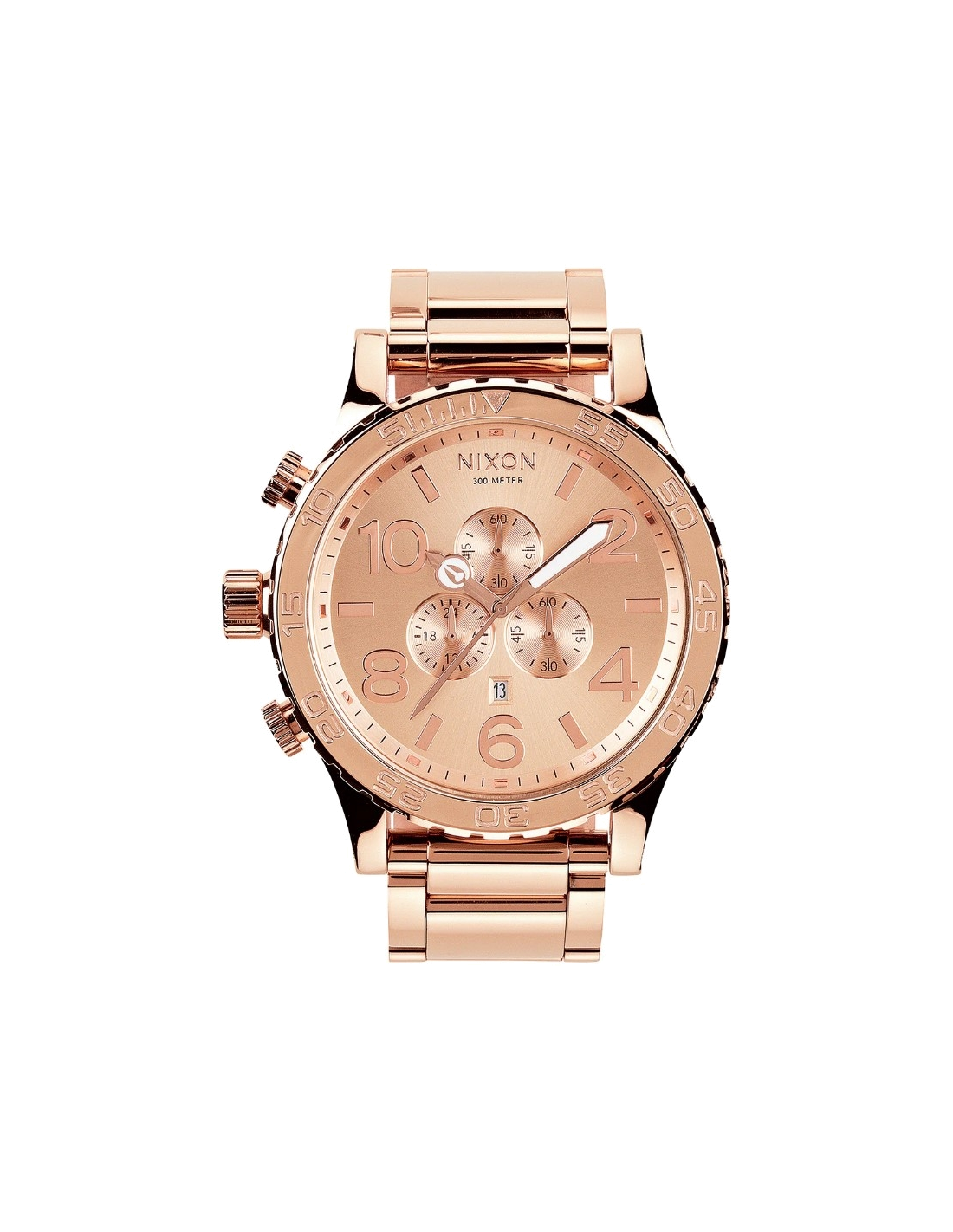 Montre Homme Nixon The 51-30 Chrono A083-897, boîtier et bracelet acier or rose