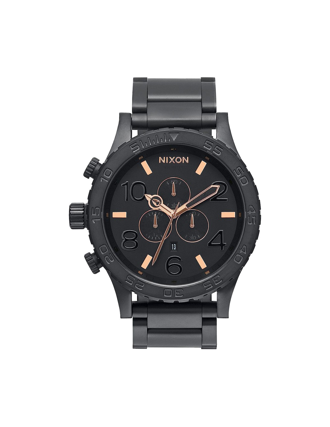 Montre Homme Nixon 51-30 Chrono A083-957 - Boîtier noir, cadran noir et index or rose