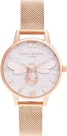 Montre Olivia Burton Lucky Bee OB16FB04 cadran pailleté gris