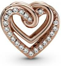 Charm Pandora 789270C01 en métal doré or rose 585/1000, cœurs entrelacés scintillants pour femme vue 2