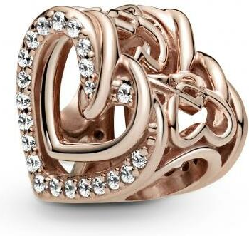 Charm Pandora 789270C01 en métal doré or rose 585/1000, cœurs entrelacés scintillants pour femme vue 4