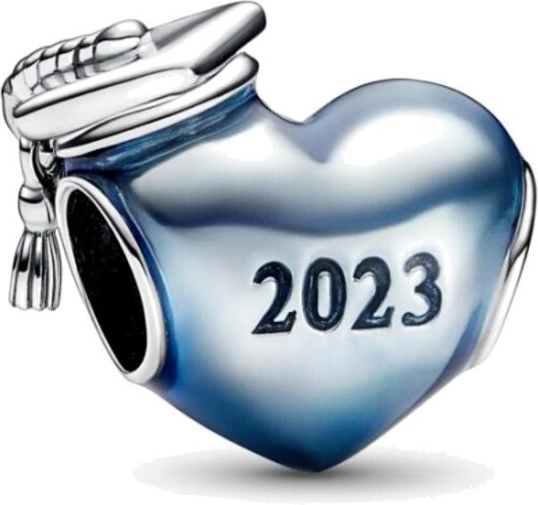 Charm Pandora Cœur Diplômé 2023 en Argent 925 Bleu pour Femme - Réf. 792590C01