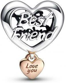 Charm Pandora Cœur Love You Best Friend - Argent 925 et or rose 585/1000 - Réf. 782243C00 vue 2