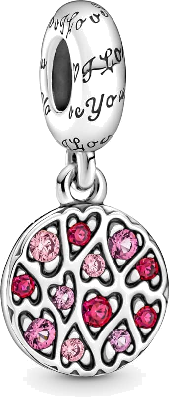 Charm Pandora coeur en argent 925 serti de cristaux roses - Réf. 799558C01